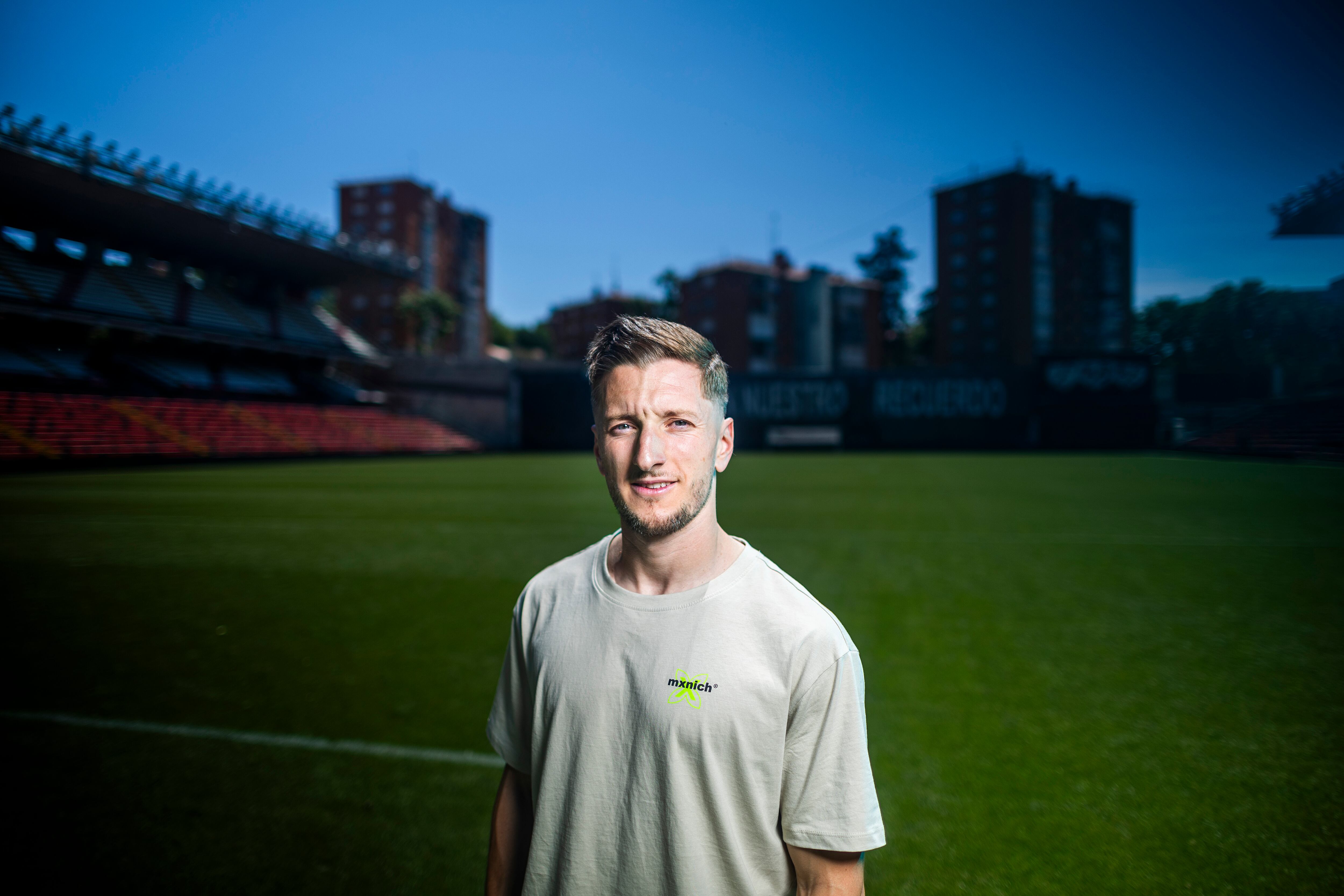 Iván Balliu, en el estadio del Rayo Vallecano el 23 de mayo.