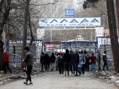 Refugiados en Pazarkule, en la frontera entre Grecia y Turquía.