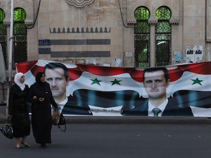 Carteles electorales a favor de Bachar el Asad, el pasado día 18 en Damasco.