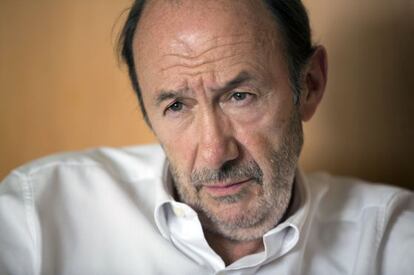 Socialist leader Alfredo Pérez Rubalcaba pictured during the interview.