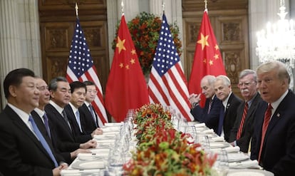 Imagen de archivo de la reunión entre el presidente de EE UU Donald Trump y el presidente de China Xi Jinping durante la anterior cumbre del G-20 en Buenos Aires.