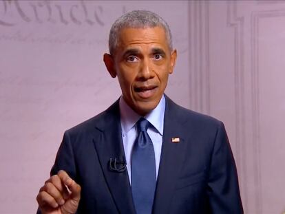 El expresidente Barack Obama, durante su discurso en la Convención Demócrata.