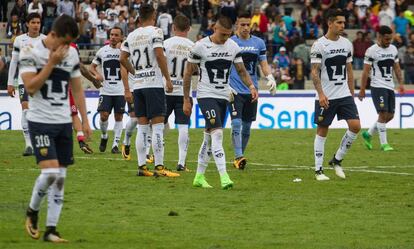 Los jugadores de Pumas en un partido en casa.