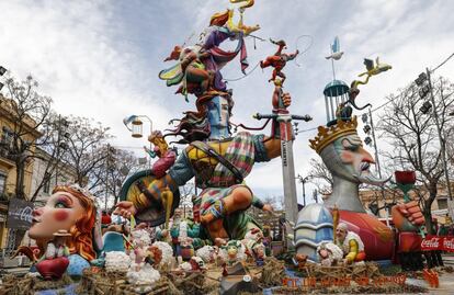 The event will come to an end on March 19 with ‘la cremà,’ or ‘the burning,’ when all the floats are set on fire. Pictured is a float commissioned by the ‘Na Jordana’ Cultural Association.