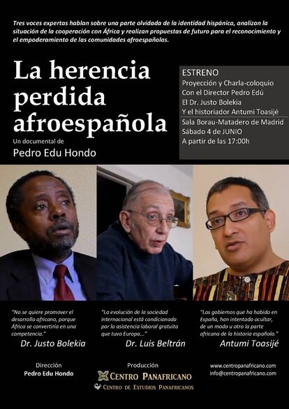 Cartel de “La herencia perdida afroespañola” de Pedro Edu Hondo.