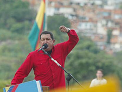 El presidente venezolano Hugo Chávez, en un mitin celebrado el viernes en Caracas.