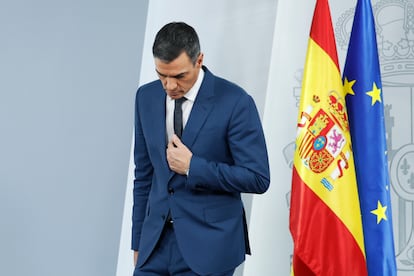 El presidente del Gobierno, Pedro Sánchez,  este martes en La Moncloa.