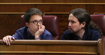 Errejon y Pablo Iglesias, en el Congreso.