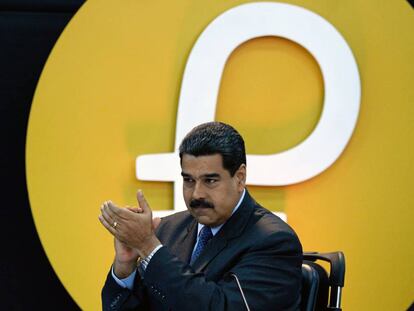 Maduro, el pasado febrero en el acto de anuncio de la nueva moneda virtual