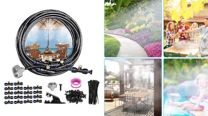 kit nebulizador que funciona conectando-o à torneira do jardim.