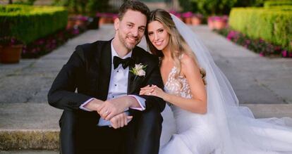 Pau Gasol y Catherine McDonnell, en el día de su boda.