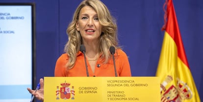 La vicepresidenta segunda del Gobierno y ministra de Trabajo y Economía Social, Yolanda Díaz, este martes.