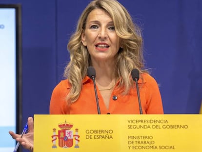 La vicepresidenta segunda del Gobierno y ministra de Trabajo y Economía Social, Yolanda Díaz, este martes.