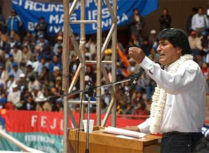 Evo Morales durante el acto de clausura del VII Congreso Nacional Ordinario del Movimiento Al Socialismo e Instrumento Político para la Soberanía de los Pueblos (MAS-IPSP), en la ciudad de Oruro