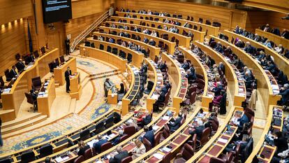 Hemiciclo del Senado, durante el debate de las enmiendas totales a la ley de amnistía, este miércoles.