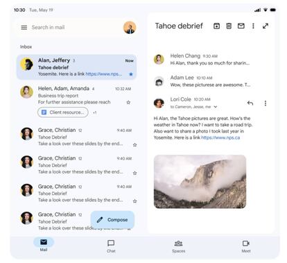 Gmail doble pantalla