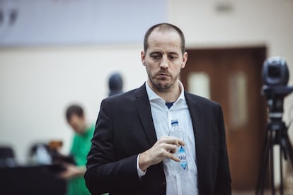 Paco Vallejo, durante el torneo del Gran Premio de la FIDE de Sharjah (Emiratos Árabes Unidos), en febrero de 2017.
