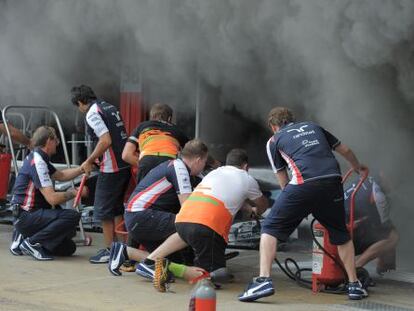 Explosión en el taller de Williams en el circuito de Montmeló