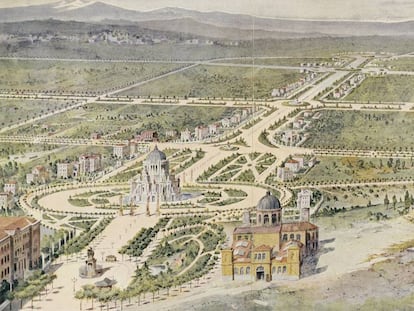 Dibujo con la ampliación de una Castellana extendida hasta la futura plaza de Castilla presentado en 1916.