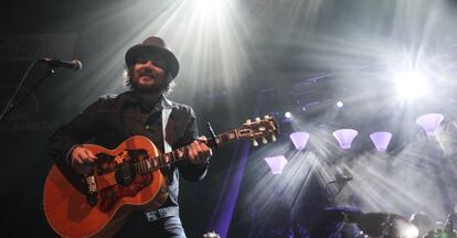 Jeff Tweedy, cantante de Wilco, durante el concierto de presentaci&oacute;n de su disco &#039;The whole love&#039; en Madrid (2011).