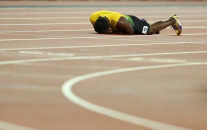Usain Bolt, tras fallar en el relevo 4x100 en los mundiales de atletismo de  2017.