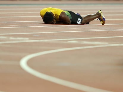 Usain Bolt, tras fallar en el relevo 4x100 en los mundiales de atletismo de  2017.