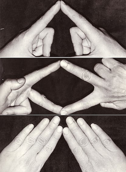 Tres fotografías de la serie <i>Hand ornament</i> (1995), de Lidia Blinova.