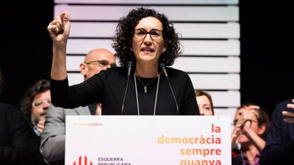 Marta Rovira en un acto de la campaña electoral.
