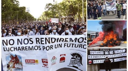 Protestas de los trabajadores de Nissan tras el anuncio de cierre.