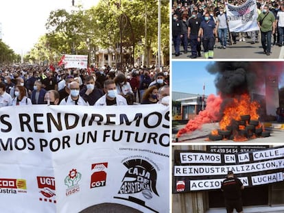 Protestas de los trabajadores de Nissan tras el anuncio de cierre.