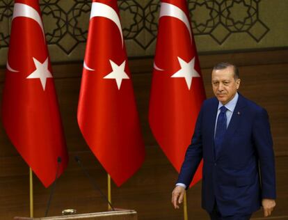 Erdogan, en una recepci&oacute;n en el palacio presidencial, en Ankara.