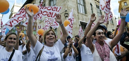 Protesta en Valencia este junio de las familias con hijos en la concertada.