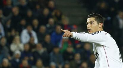 Cristiano, tras marcar a pase de Benzema.