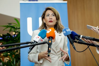 Raquel Sánchez, en la sede del Parlamento Europeo en Bruselas, el 19 de septiembre.