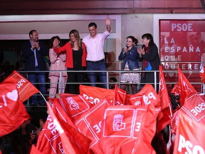 Celebración de la victoria del PSOE en Ferraz.