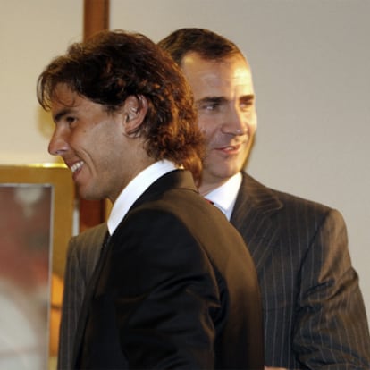 El príncipe de Asturias, ayer con Rafael Nadal.