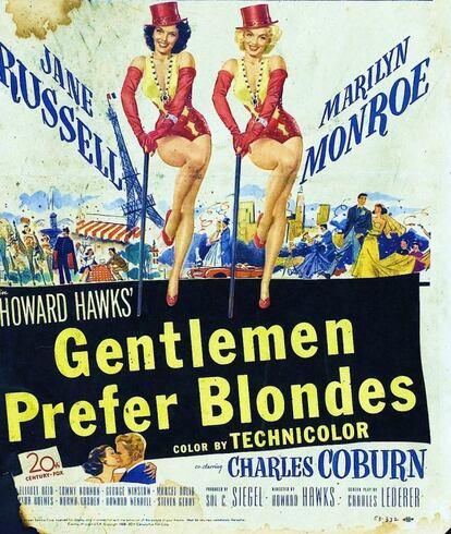 Cartel original de la película 'Los caballeros las prefieren rubias'