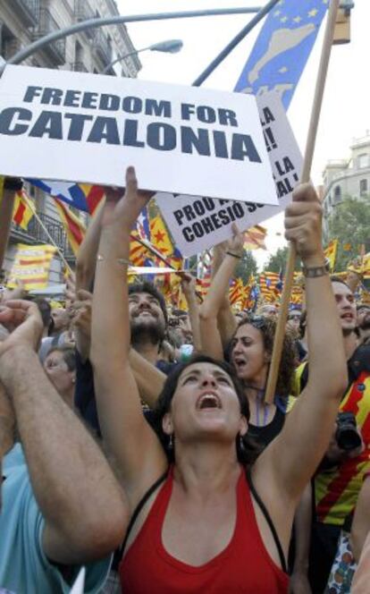 Manifestantes independentistas, el pasado 11 de septiembre en Barcelona.