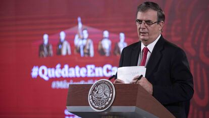 Marcelo Ebrard, canciller de México en una rueda de prensa