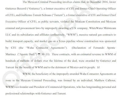 Documents in the legal filing against CFE International. Source: OffshoreAlert