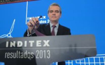 Pablo Isla, presidente de Inditex, en la presentación de resultados de 2013.