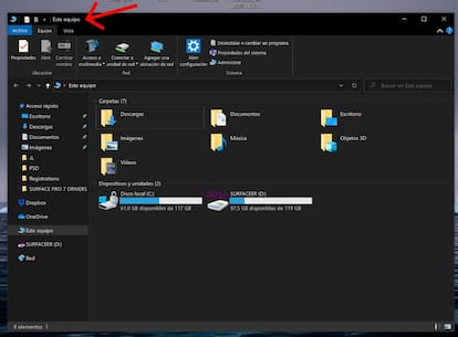 Explorador de archivo con las unidades de nuestro PC.