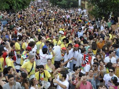 Este es el ambiente del precarnaval de Sao Paulo.