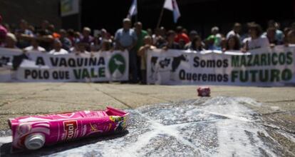 Una protesta de ganaderos el pasado julio en Santiago de Compostela