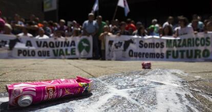 Una protesta de ganaderos el pasado julio en Santiago de Compostela