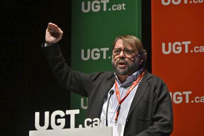 El secretario general de UGT, Camil Ros, durante el congreso celebrado en Mataró.