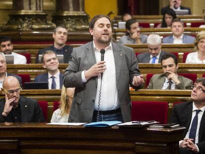 Oriol Junqueras, en una intervenció al Parlament.