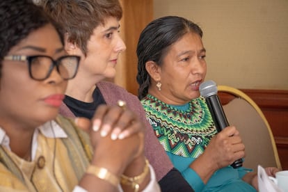 Francia Delgado habla durante un foro organizado por Equality Now en Bogotá, el 6 de noviembre.