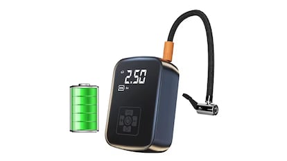 Vista de la bomba de aire portátil con descuento en AliExpress.