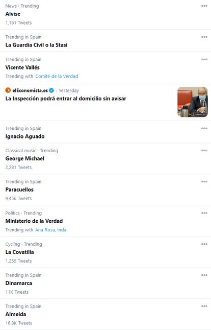 Página de tendencias en Twitter España.